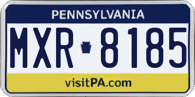 PA license plate MXR8185