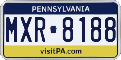 PA license plate MXR8188