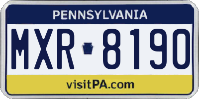 PA license plate MXR8190