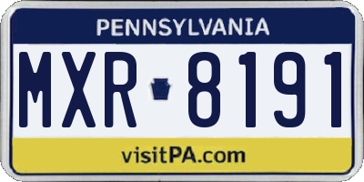 PA license plate MXR8191