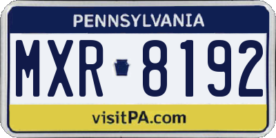 PA license plate MXR8192