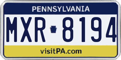 PA license plate MXR8194