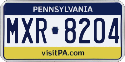 PA license plate MXR8204