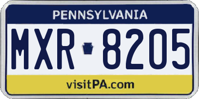 PA license plate MXR8205