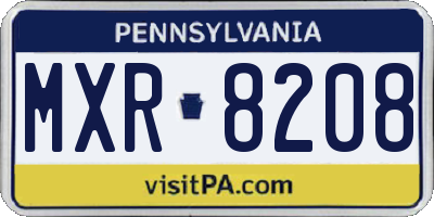 PA license plate MXR8208