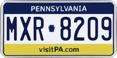 PA license plate MXR8209