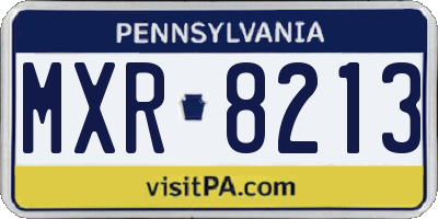 PA license plate MXR8213