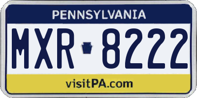 PA license plate MXR8222