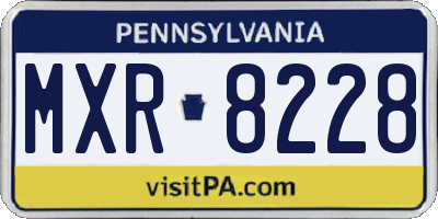 PA license plate MXR8228