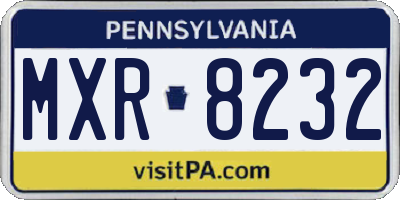 PA license plate MXR8232