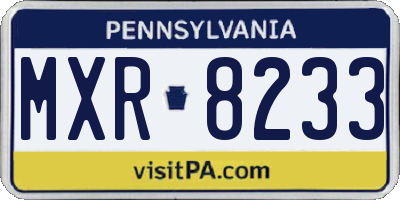 PA license plate MXR8233