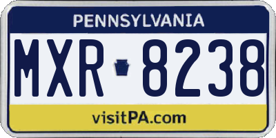 PA license plate MXR8238