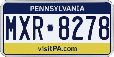 PA license plate MXR8278
