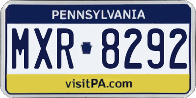 PA license plate MXR8292