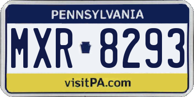PA license plate MXR8293