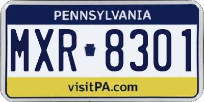 PA license plate MXR8301