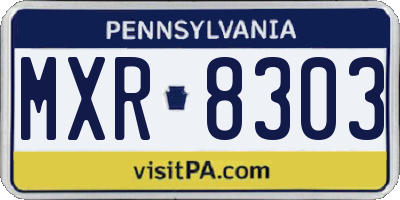 PA license plate MXR8303