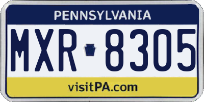 PA license plate MXR8305