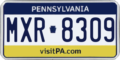 PA license plate MXR8309