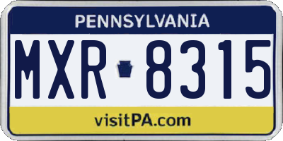 PA license plate MXR8315