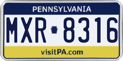 PA license plate MXR8316