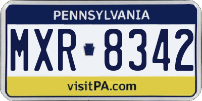 PA license plate MXR8342