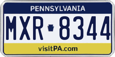 PA license plate MXR8344