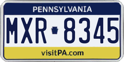 PA license plate MXR8345