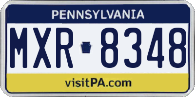 PA license plate MXR8348