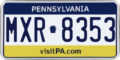 PA license plate MXR8353