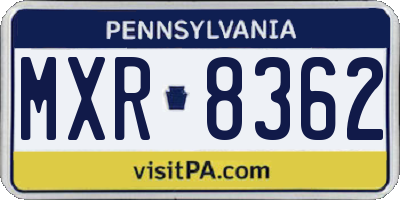 PA license plate MXR8362