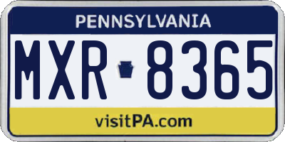 PA license plate MXR8365