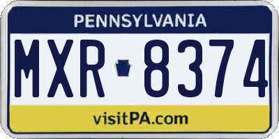 PA license plate MXR8374