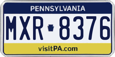 PA license plate MXR8376