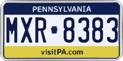 PA license plate MXR8383