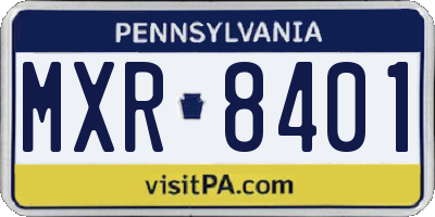 PA license plate MXR8401