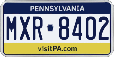 PA license plate MXR8402