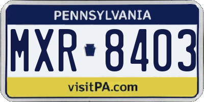 PA license plate MXR8403
