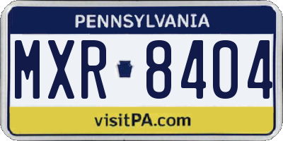 PA license plate MXR8404