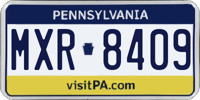 PA license plate MXR8409