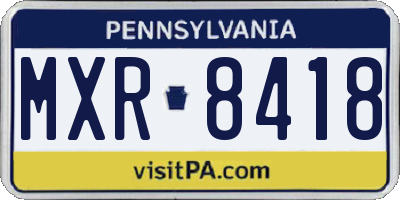 PA license plate MXR8418