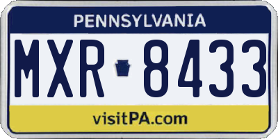 PA license plate MXR8433