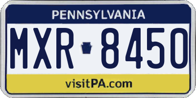 PA license plate MXR8450