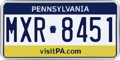 PA license plate MXR8451