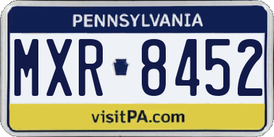 PA license plate MXR8452