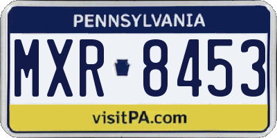 PA license plate MXR8453