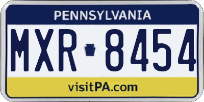 PA license plate MXR8454