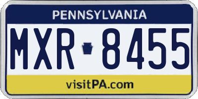 PA license plate MXR8455