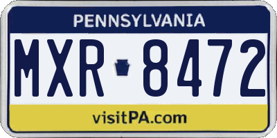 PA license plate MXR8472