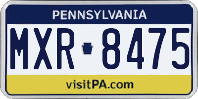 PA license plate MXR8475